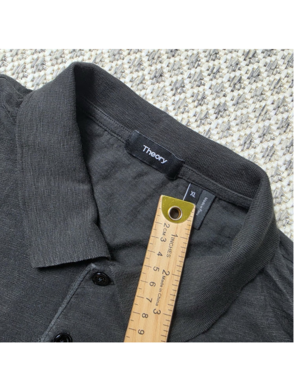 Theory Mens XL Gray Short Sleeve Polo Shirt Lightweight Minimalist - Picture 4 of 7